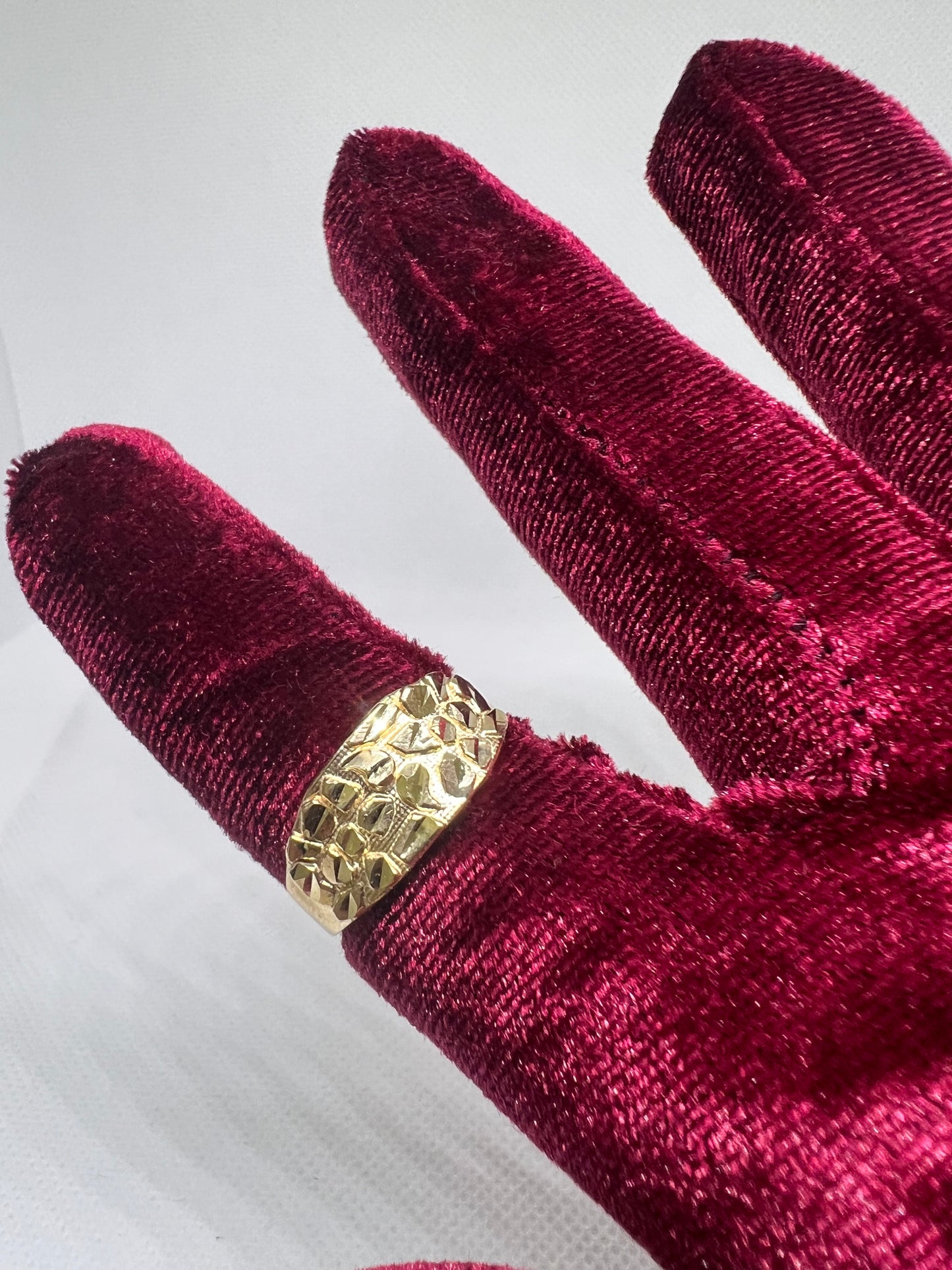 10K Solid Gold Nugget Ring - Chain Included