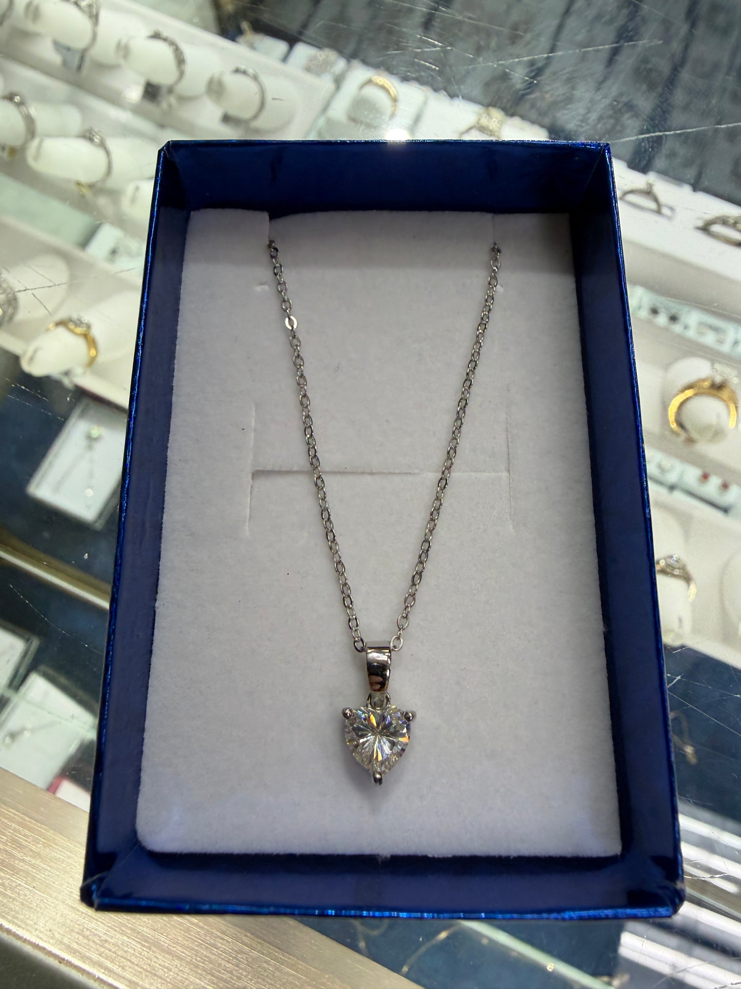 Sterling Silver Moissanite Heart Pendant Necklace