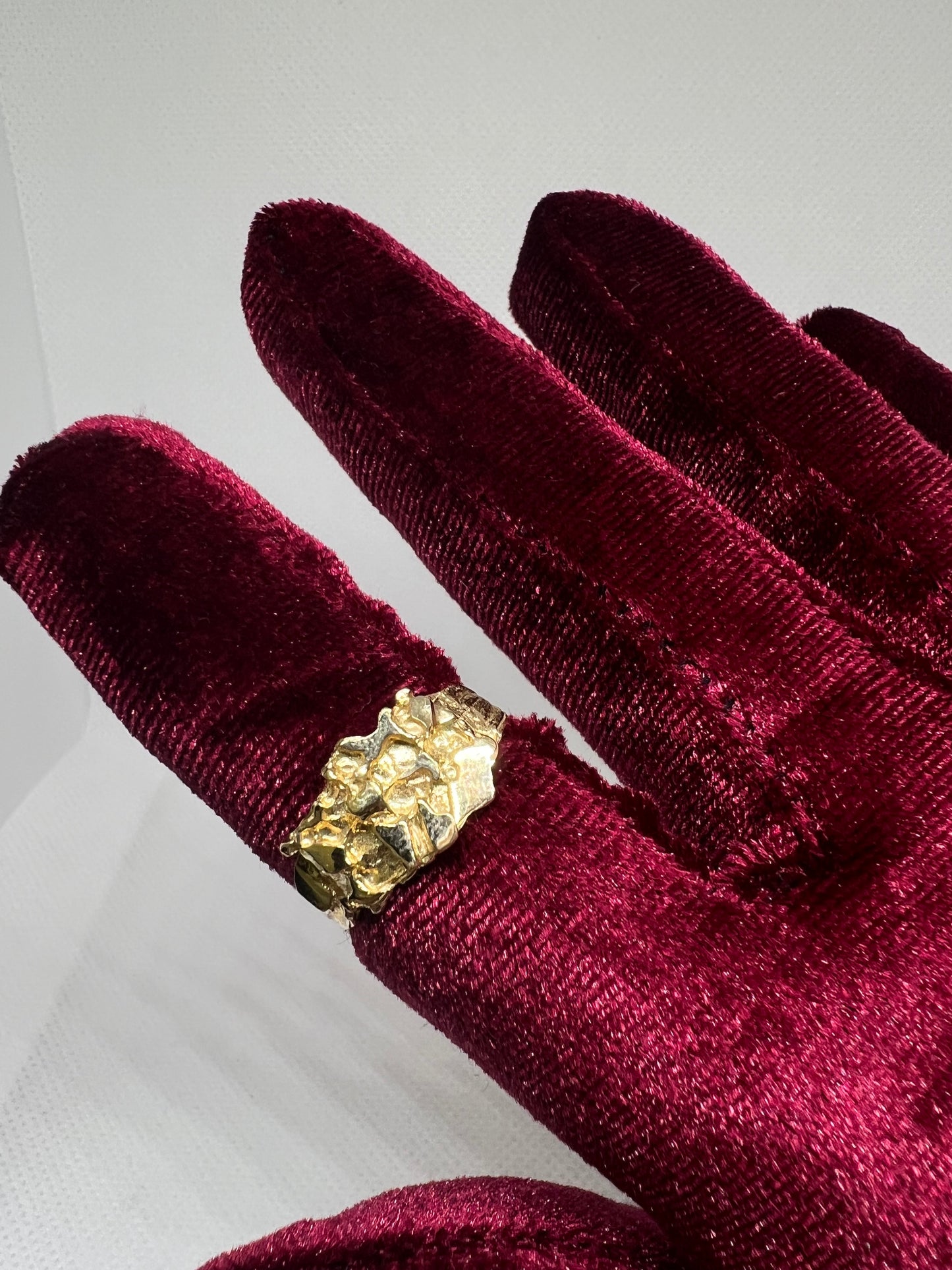 10K Solid Gold Nugget Ring - Chain Included