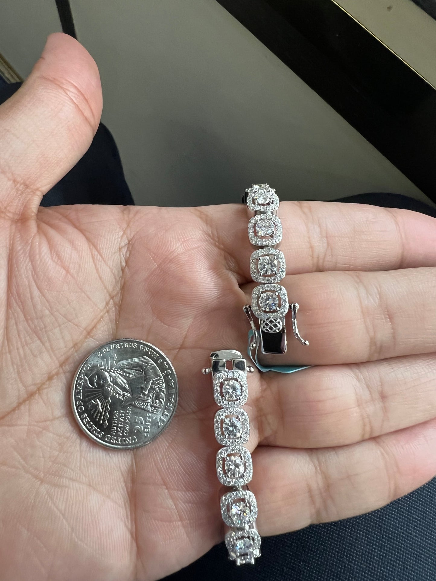 Silver Square Moissanite Bracelet