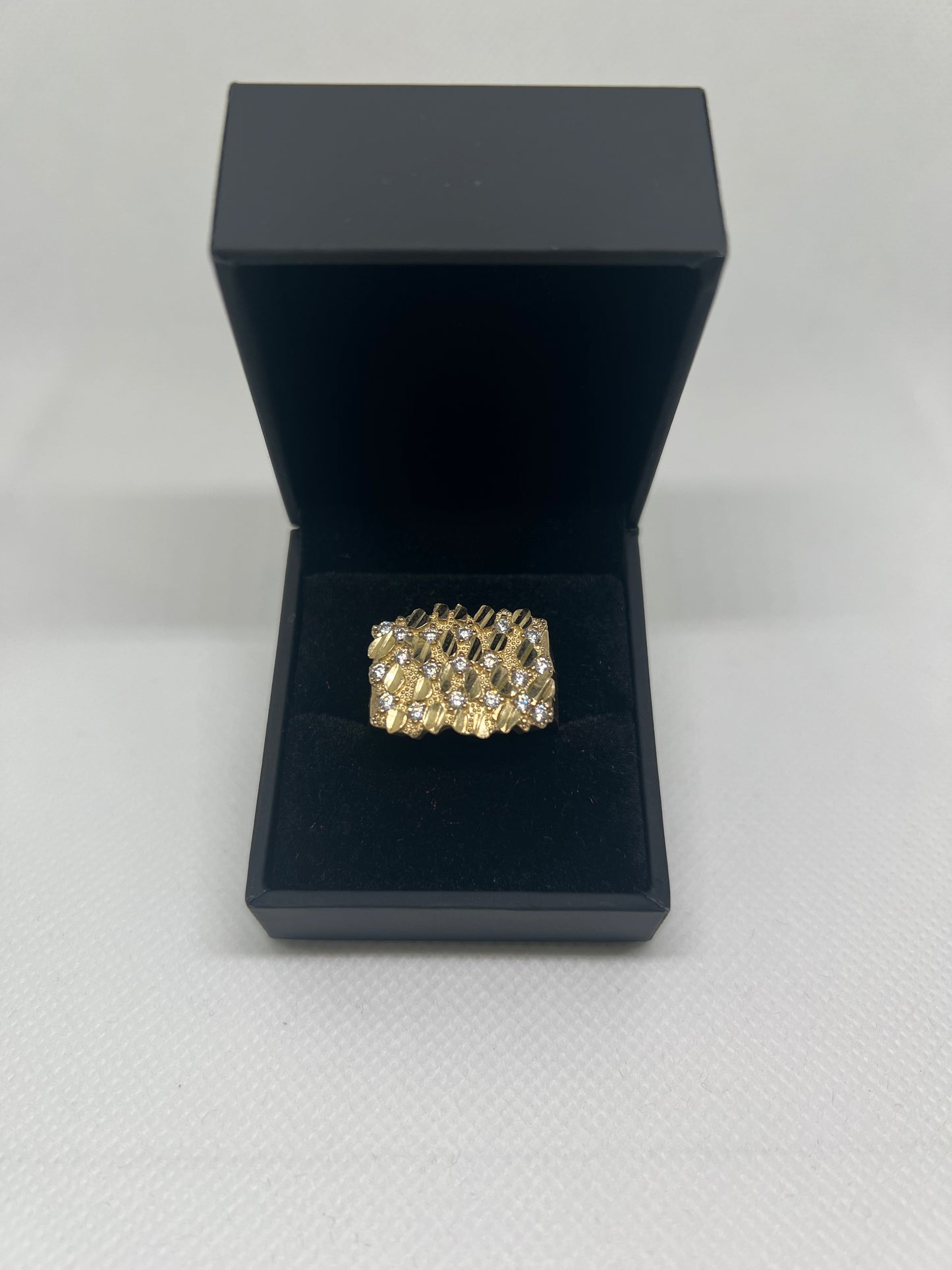 10K Solid Gold Nugget Ring - Chain Included