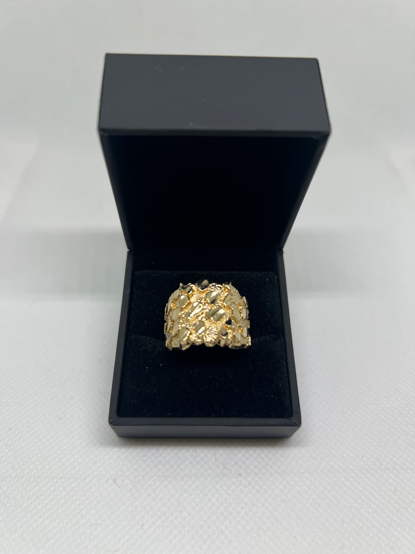 10K Solid Gold Nugget Ring - Chain Included