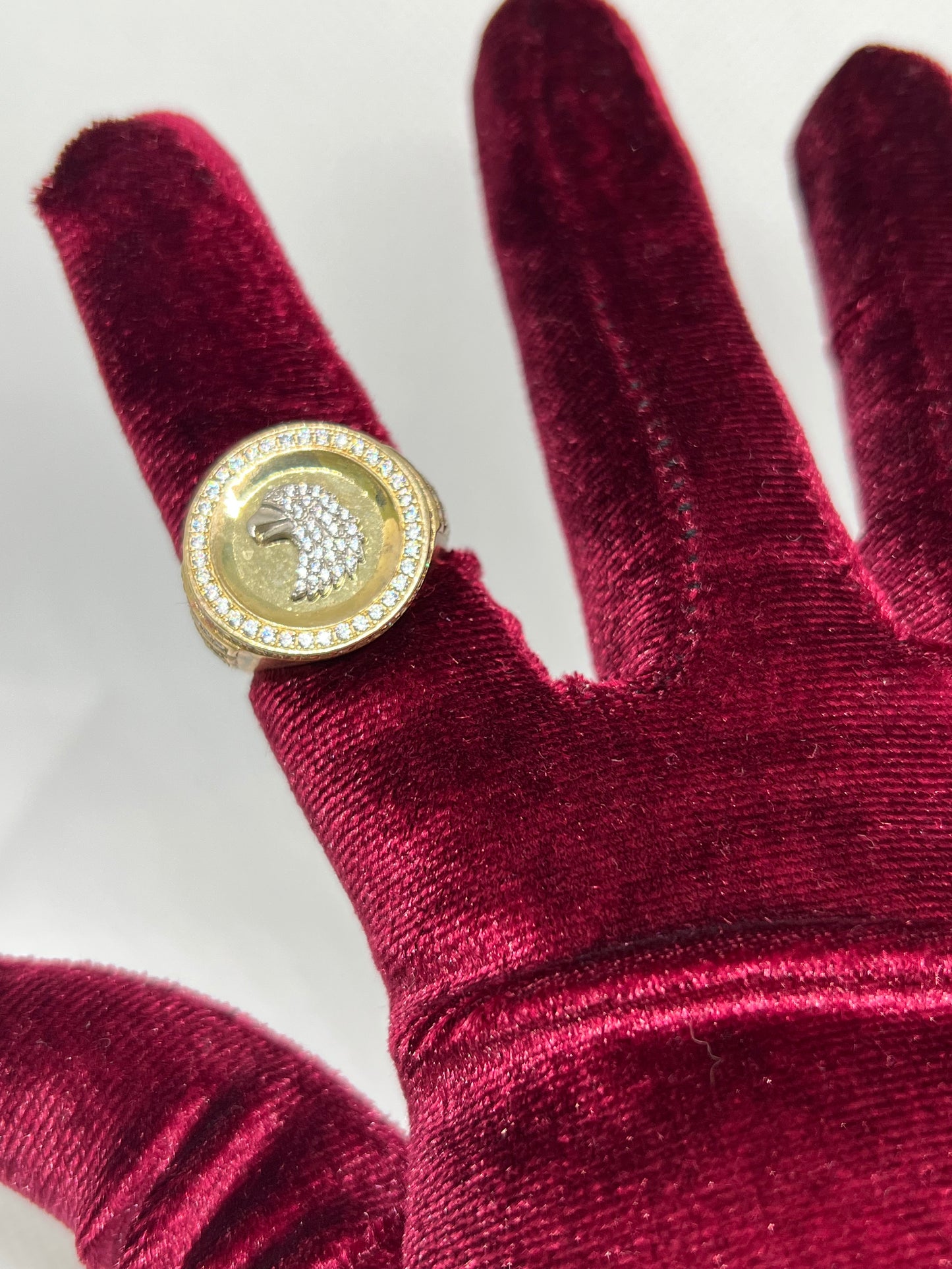 10K Solid Gold Eagle Ring - Chain Included