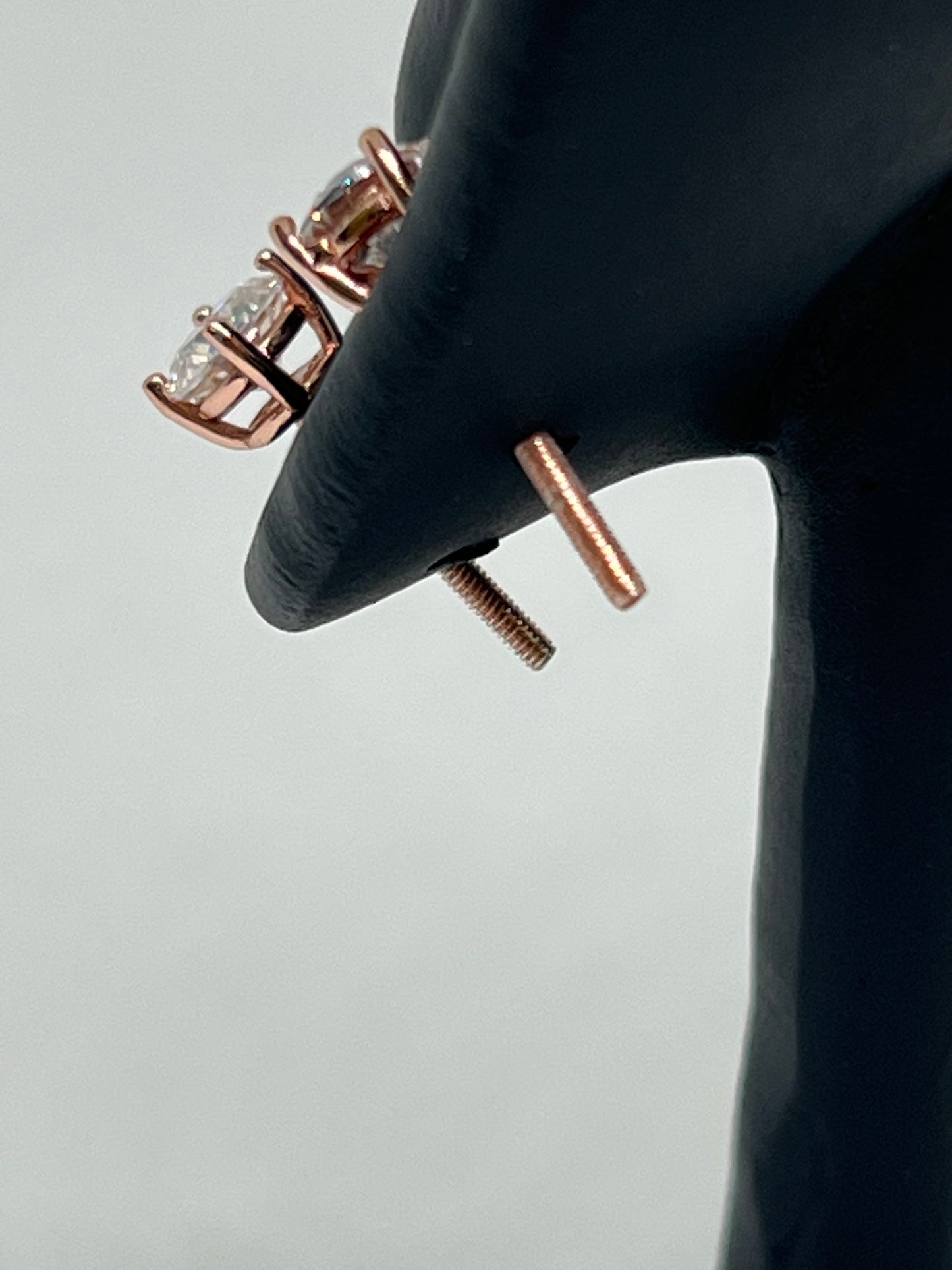 Rose Gold Vermeil Solitaire Moissanite Earrings