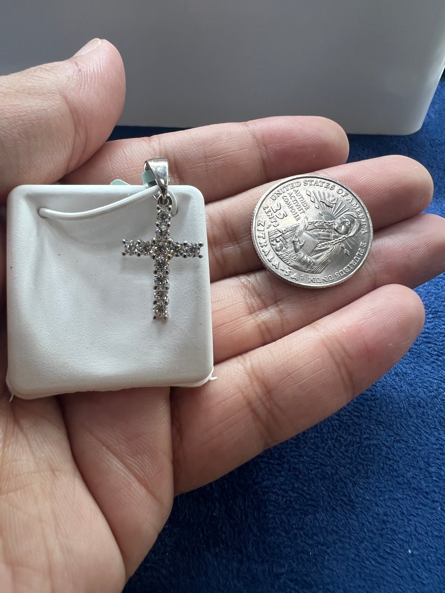 Silver Dainty Moissanite Cross Pendant