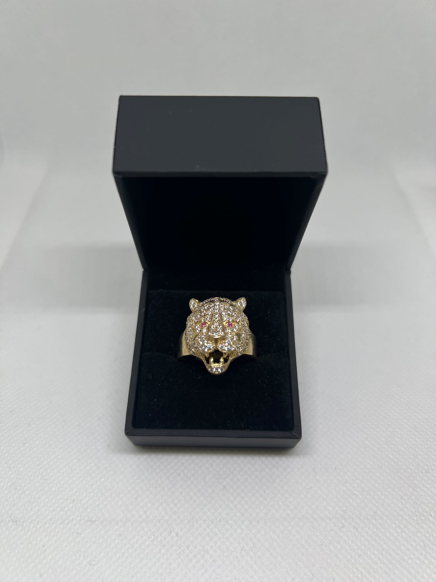 10K Solid Gold Panther Ring - Chain Included