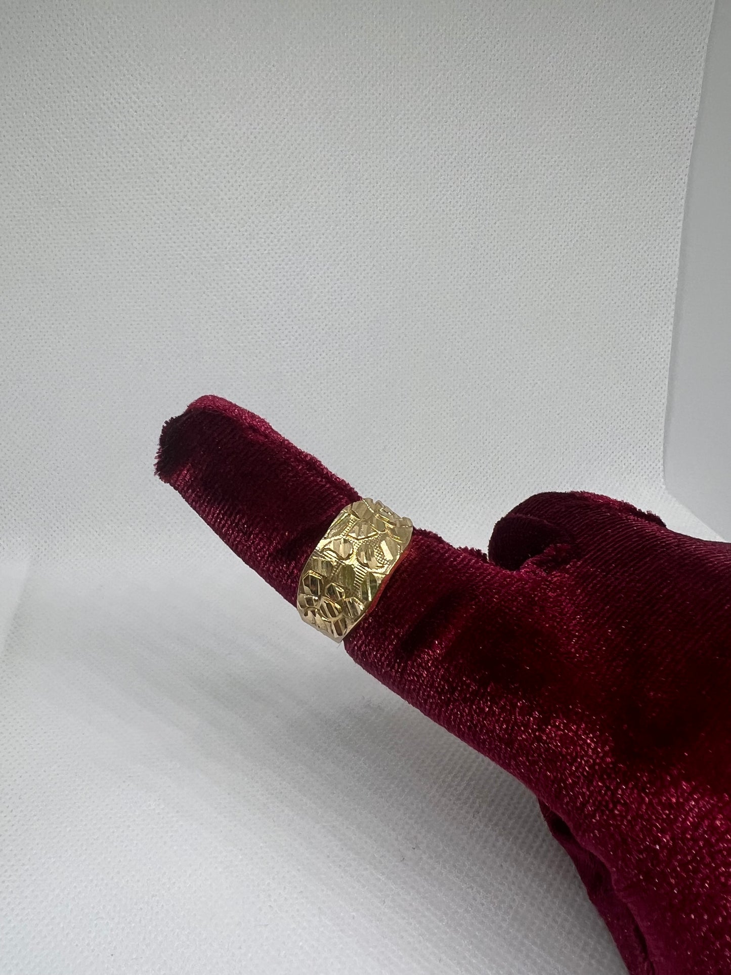 10K Solid Gold Nugget Ring - Chain Included