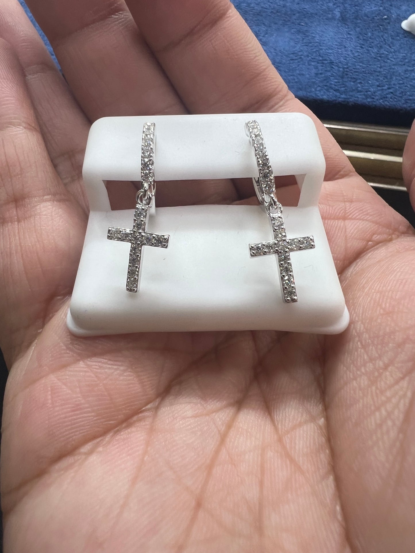 Hanging Cross Moissanite Earrings