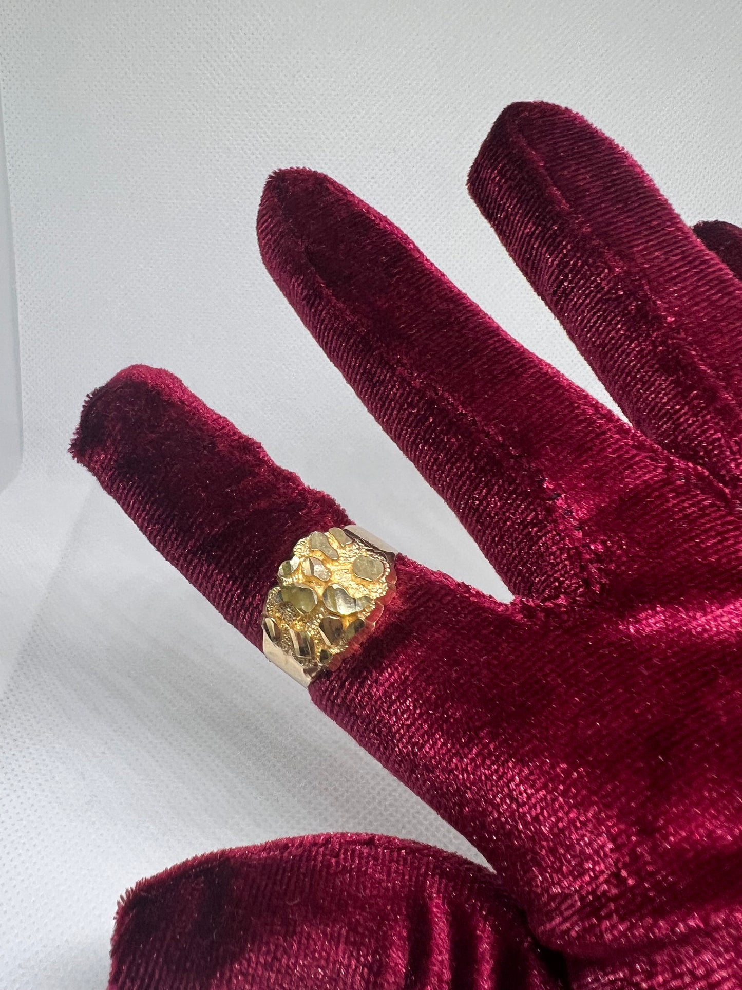 10K Solid Gold Nugget Ring - Chain Included