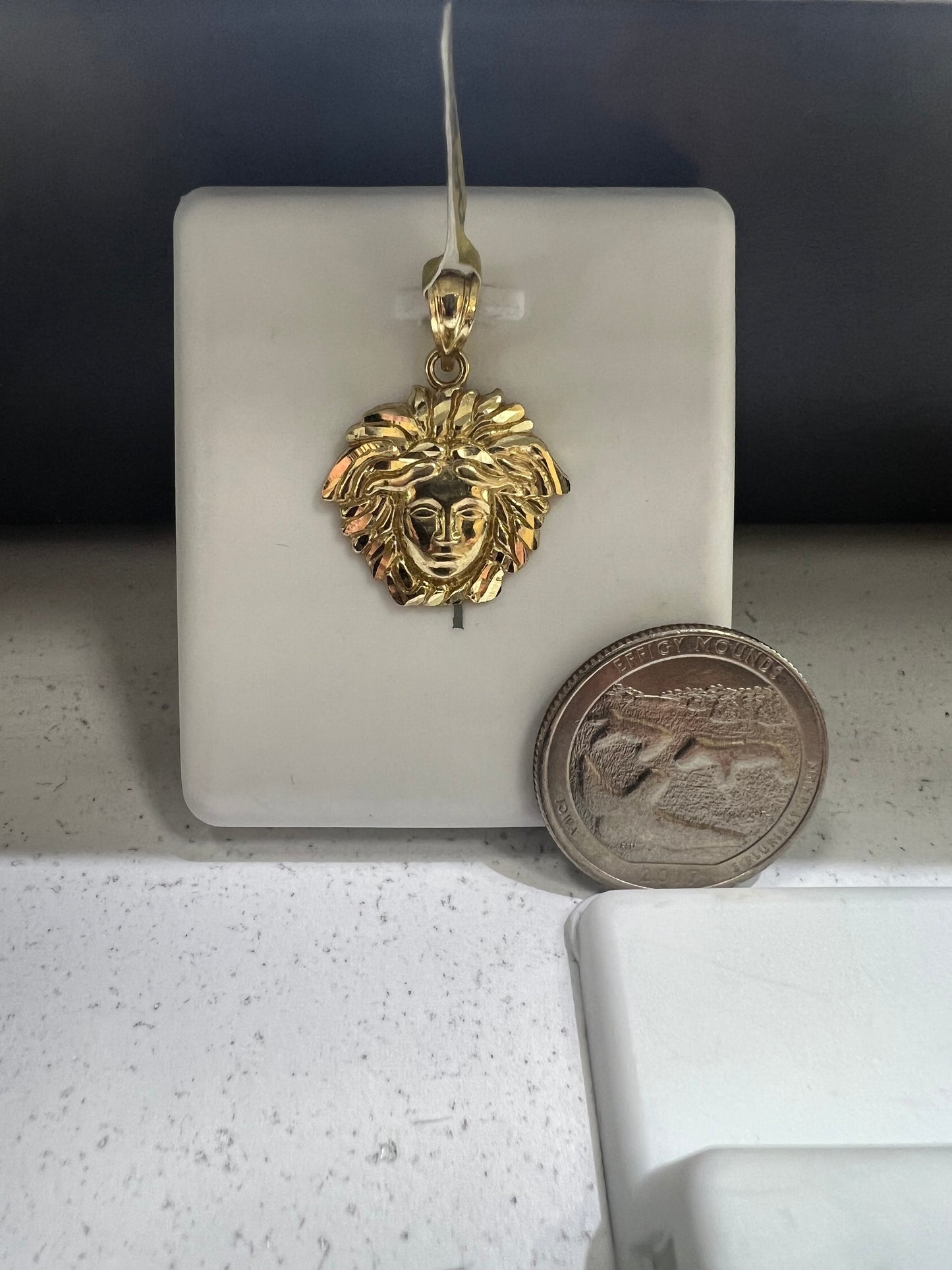 10K Gold Medusa Head Pendant