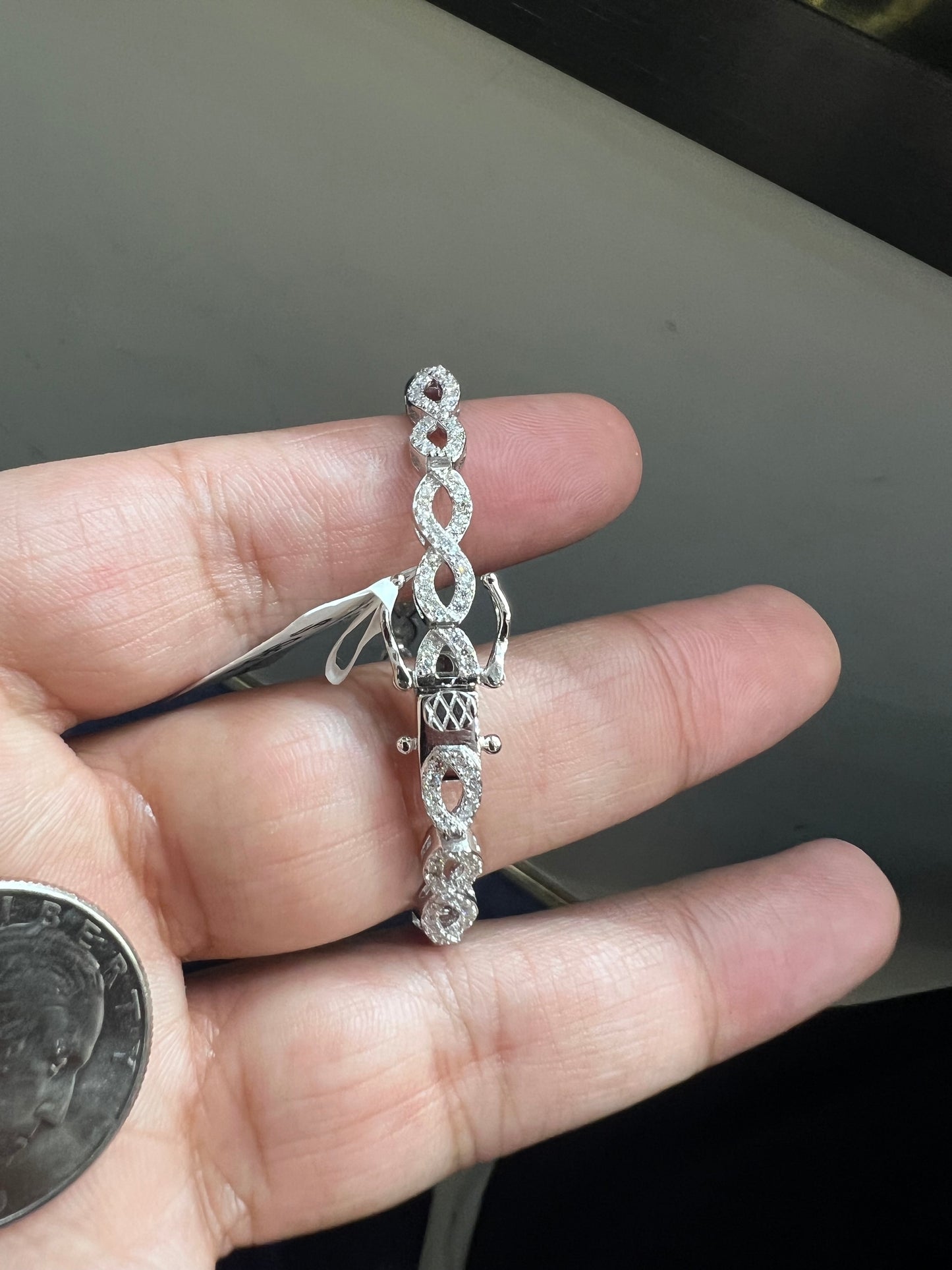 Silver Moissanite Infinity Bracelet