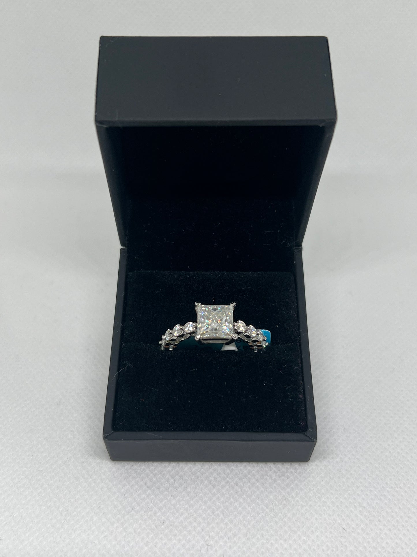 Silver Women Moissanite Ring - Complimentary Moissanite Studs