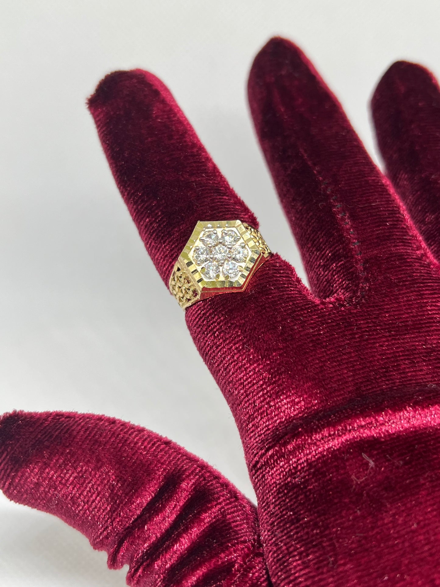 10K Solid Gold Mens Ring - Chain Included
