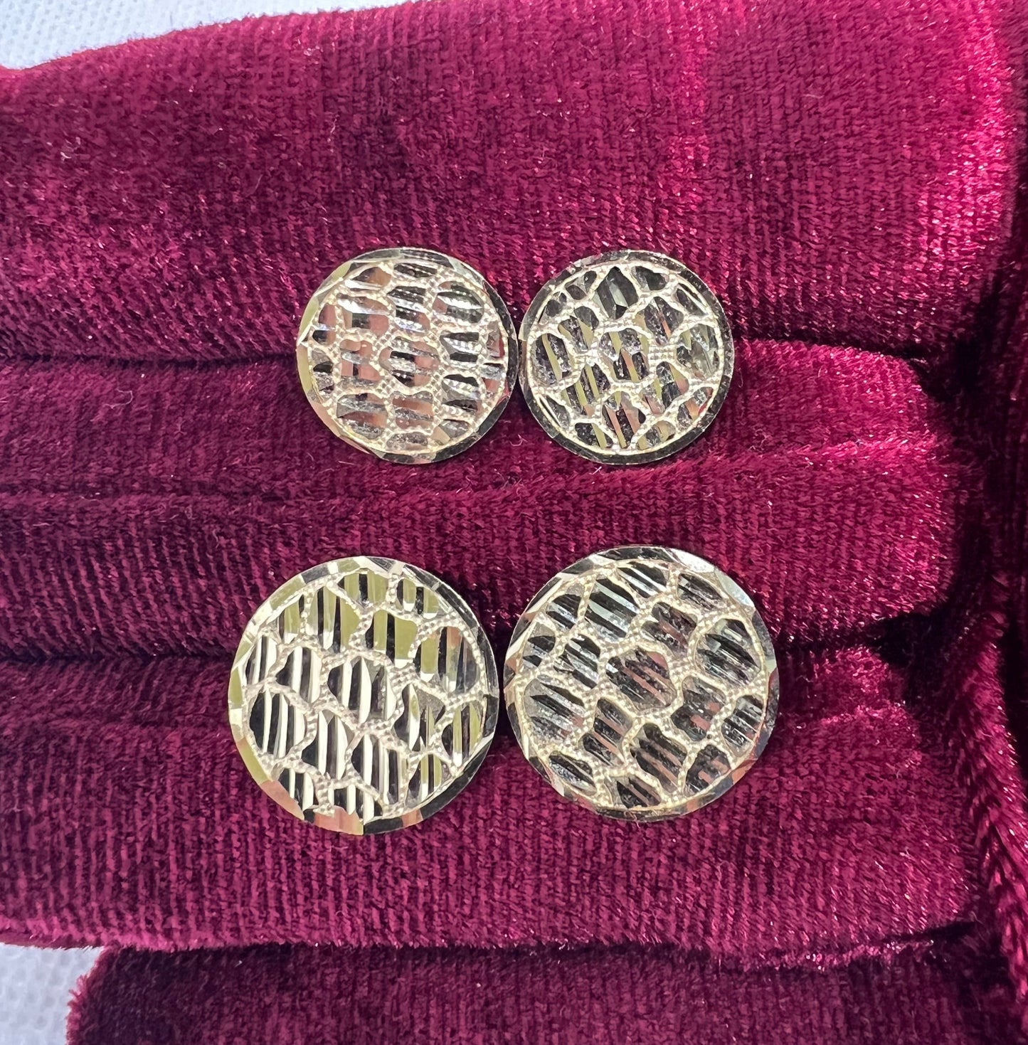 10K Solid Gold Flat Round Nugget Earrings