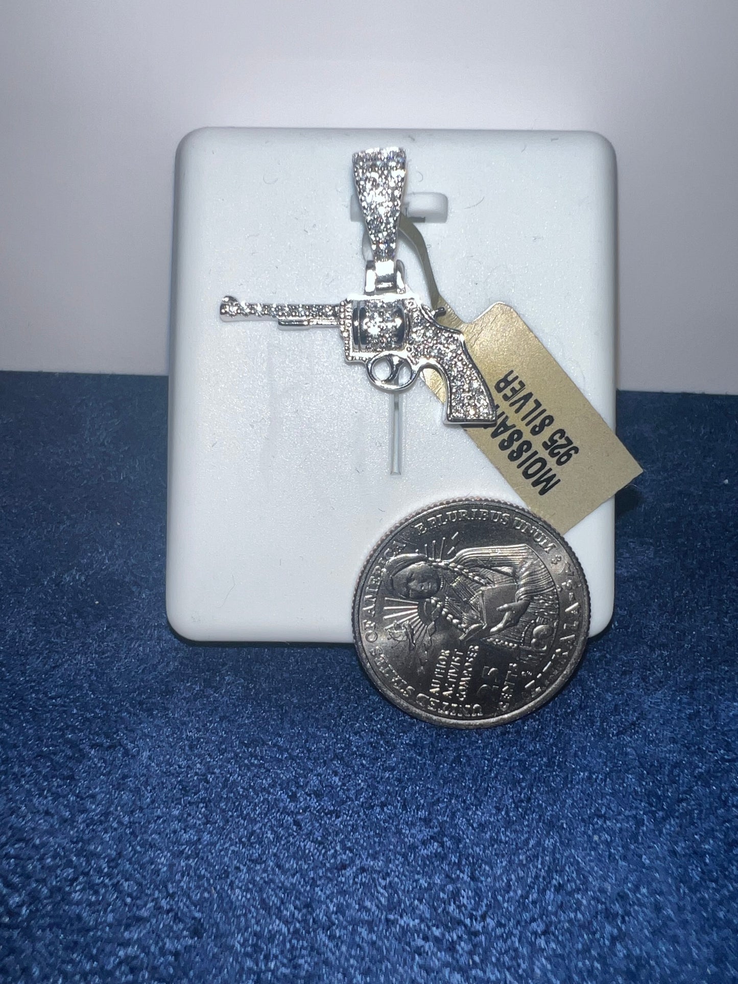 Silver Revolver Moissanite Pendant