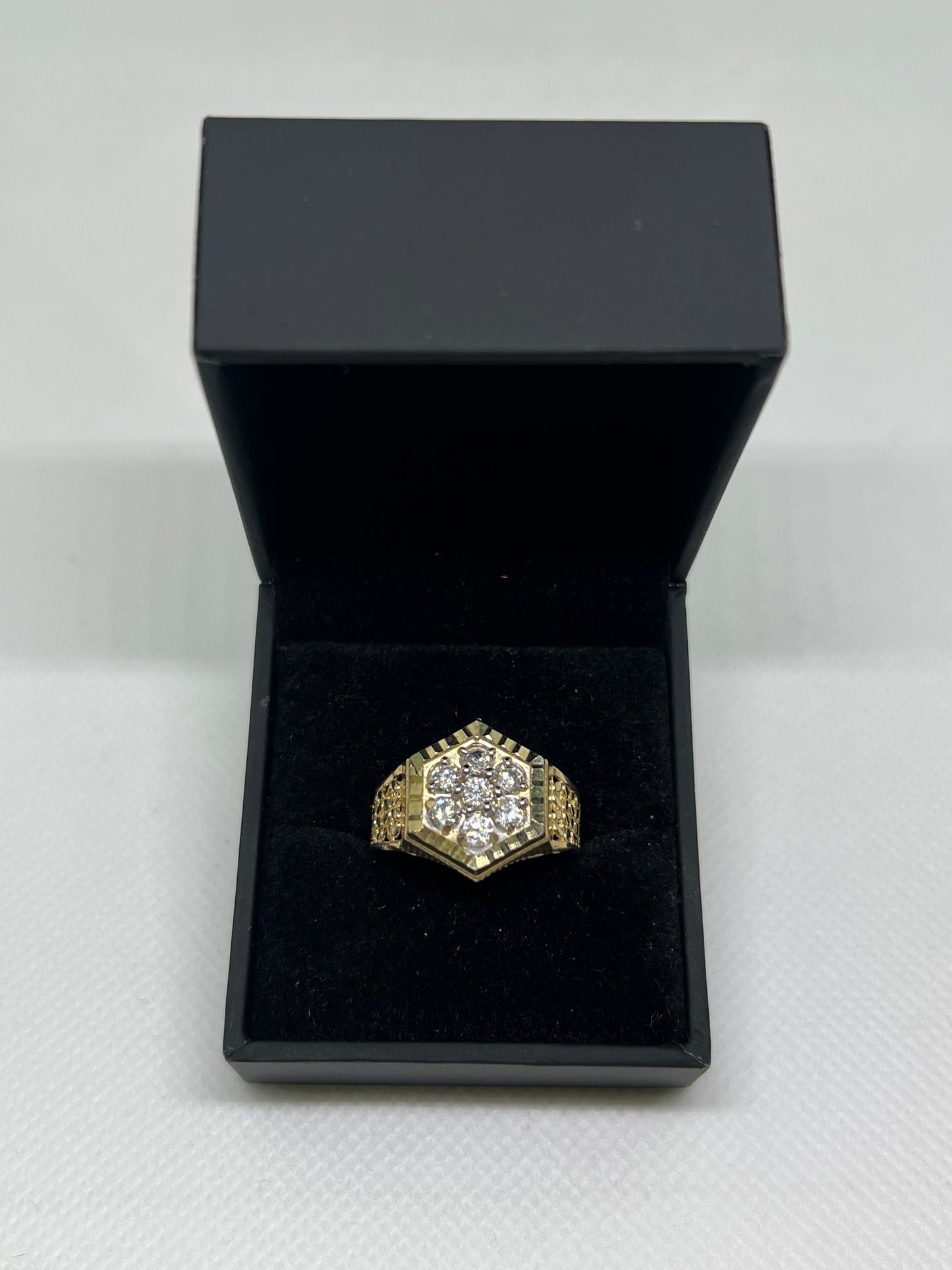 10K Solid Gold Mens Ring - Chain Included