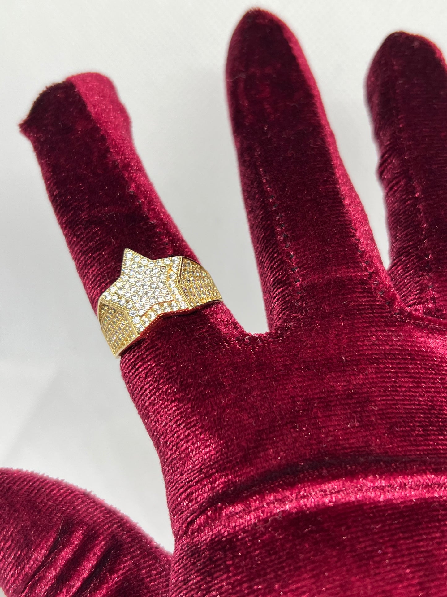 10K Solid Gold Star Ring - Chain Included
