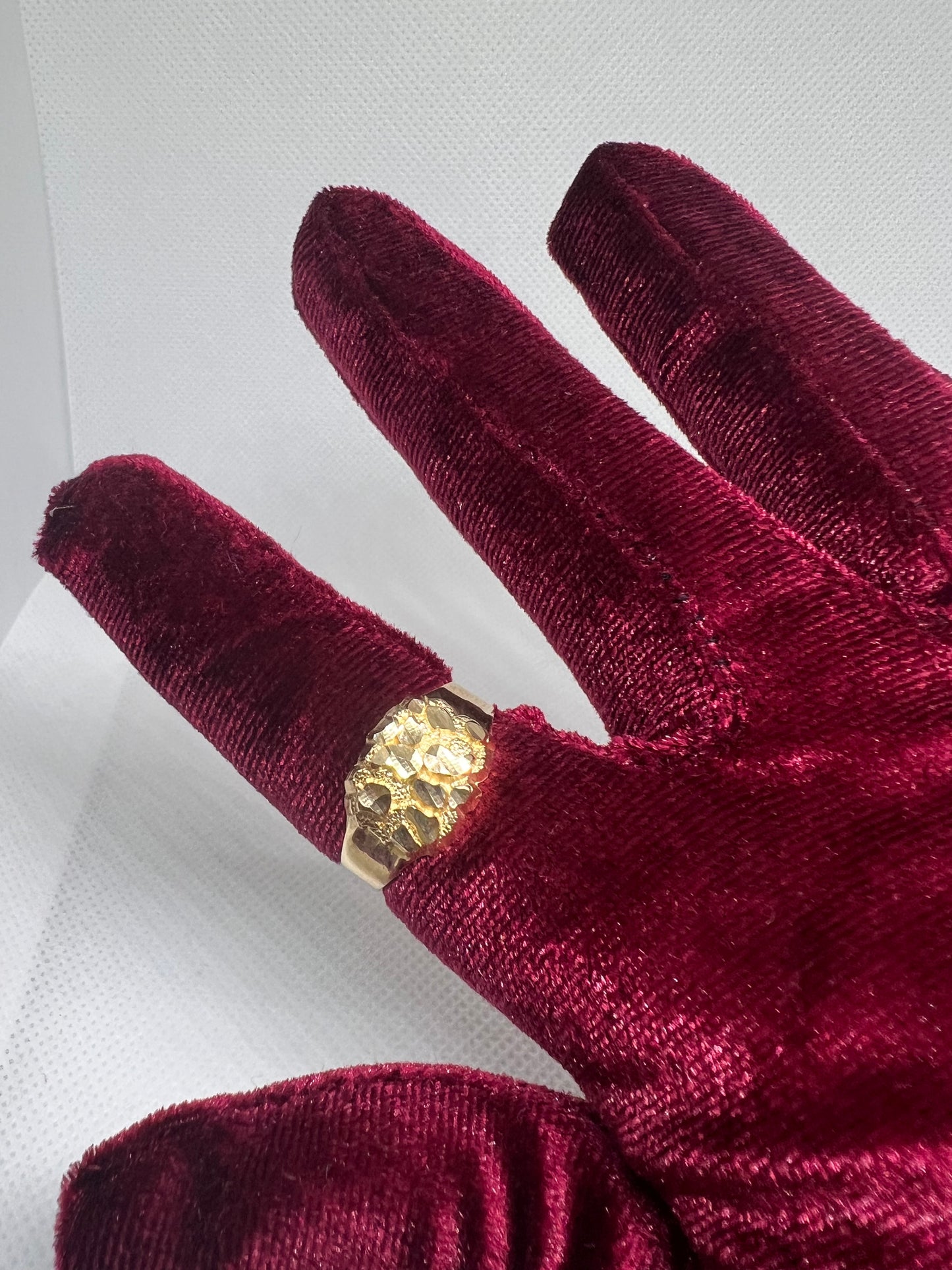 10K Solid Gold Nugget Ring - Chain Included