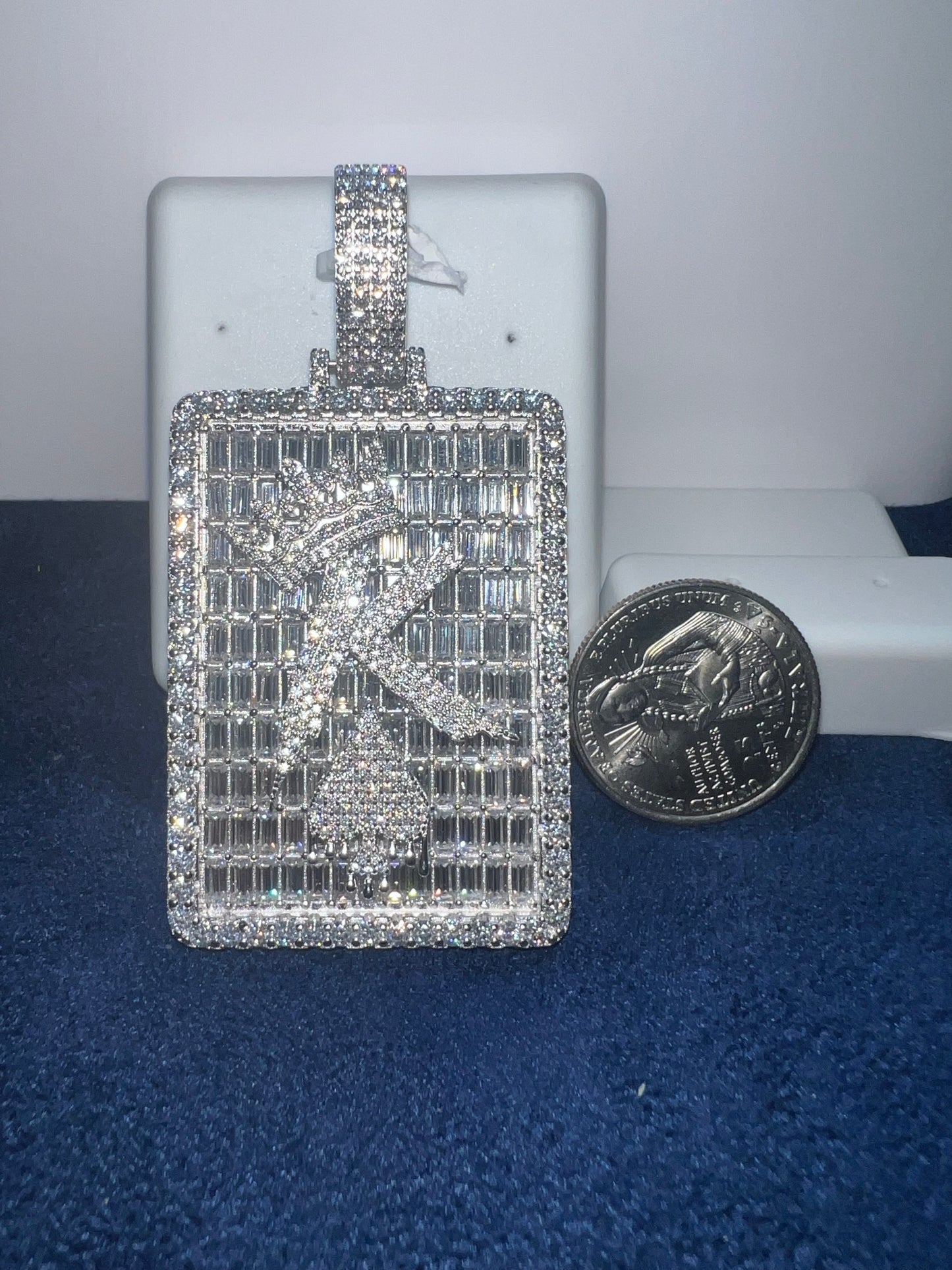 Silver King of Spade Moissanite Pendant