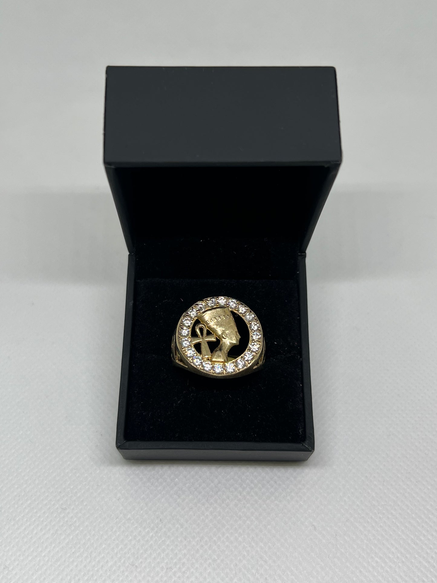10K Solid Gold Princess Nefertiti Ring - Chain Included