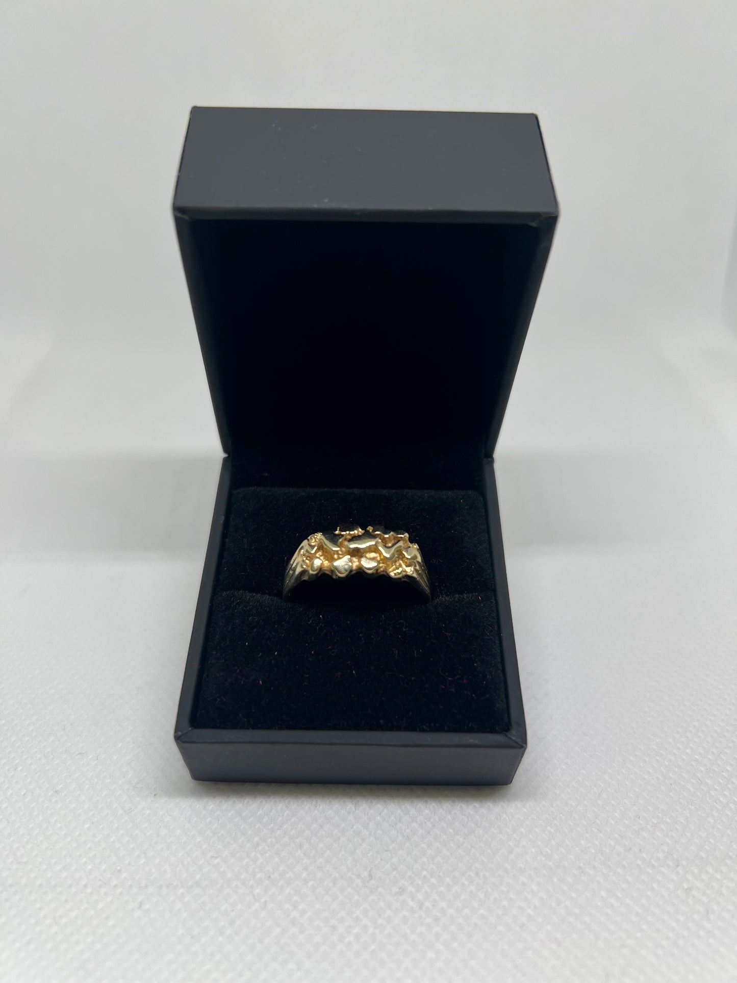 10K Solid Gold Nugget Ring - Chain Included