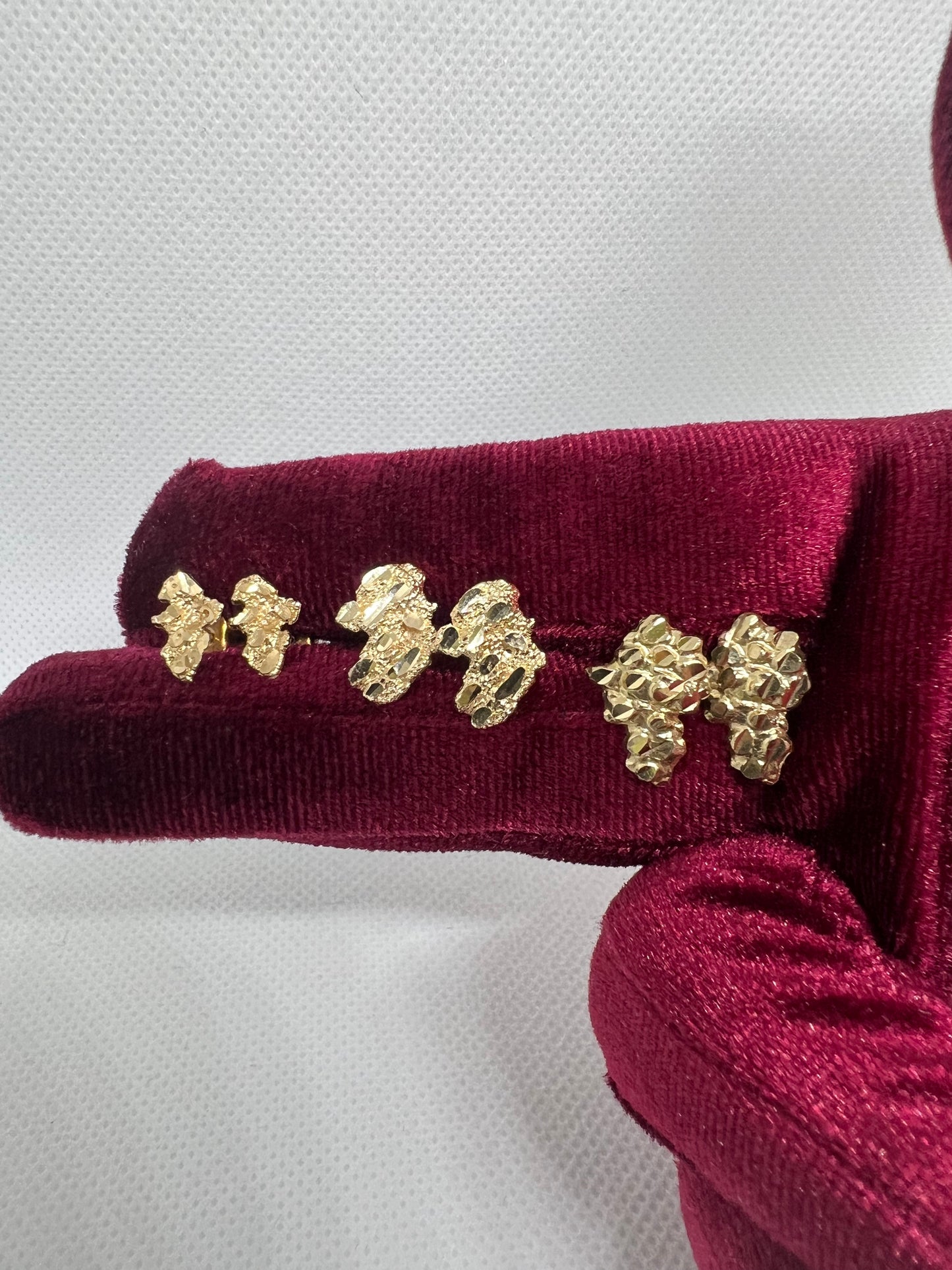 10K Yellow Gold Nugget Earrings - Chain Included