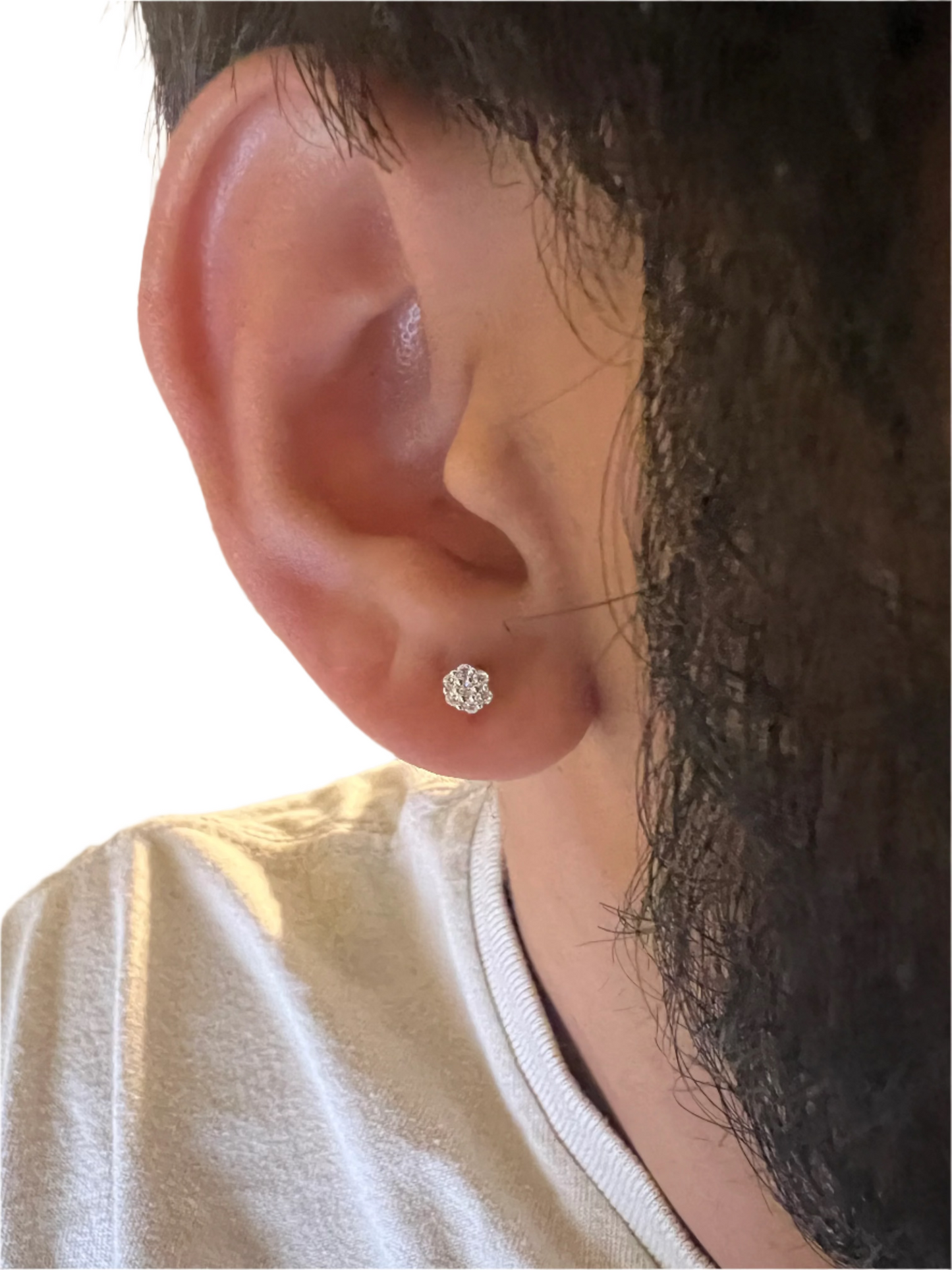 VS Silver Moissanite Flower Stud Earrings