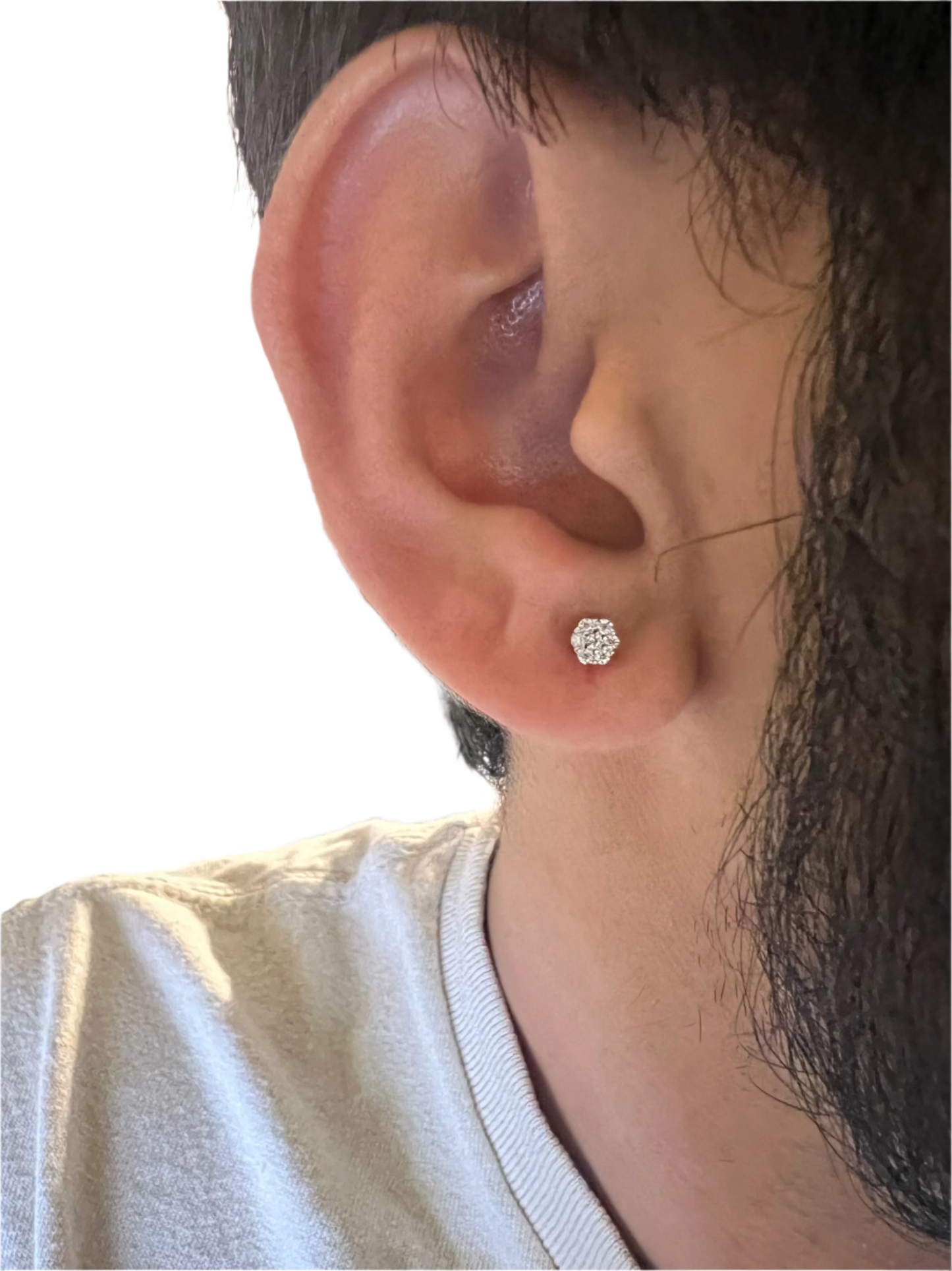 VS Silver Moissanite Flower Stud Earrings