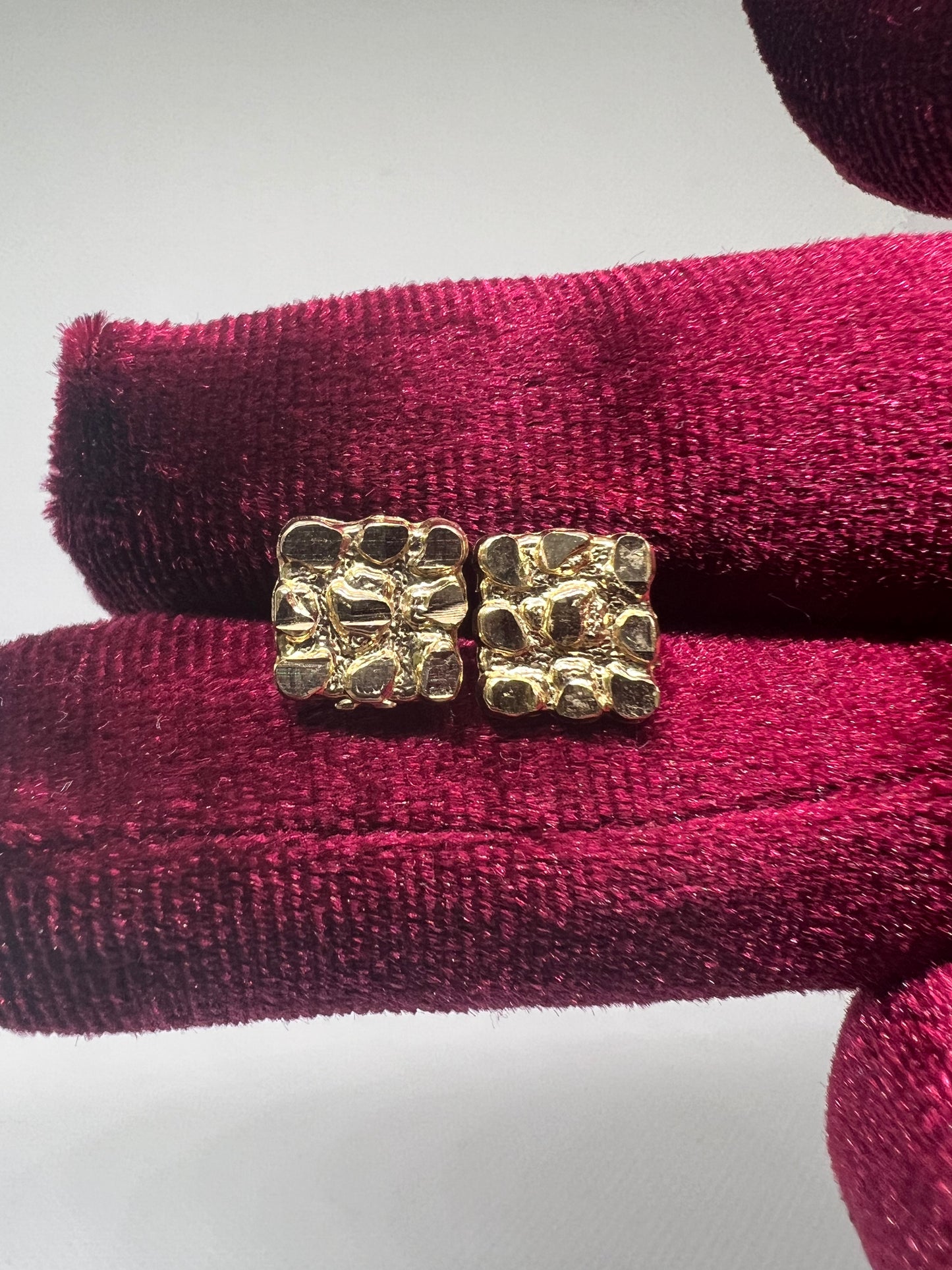 10K Square Gold Nugget Earrings