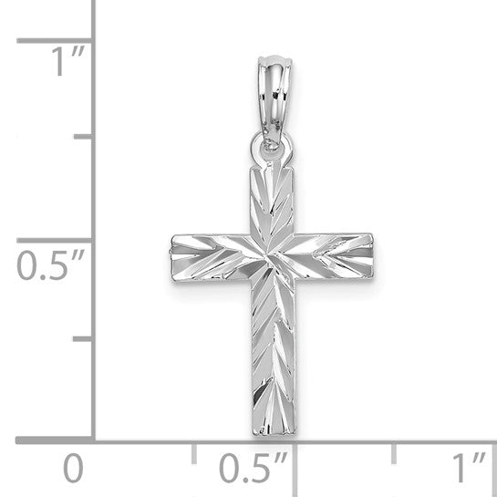 925 Sterling Silver Diamond Cut Cross Pendant