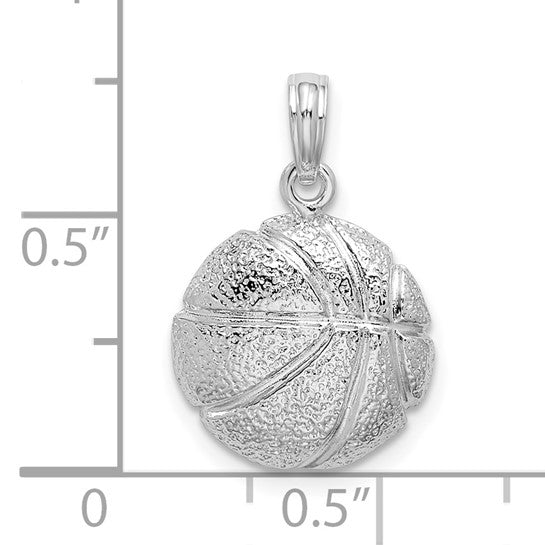 925 Sterling Silver Basketball Pendant