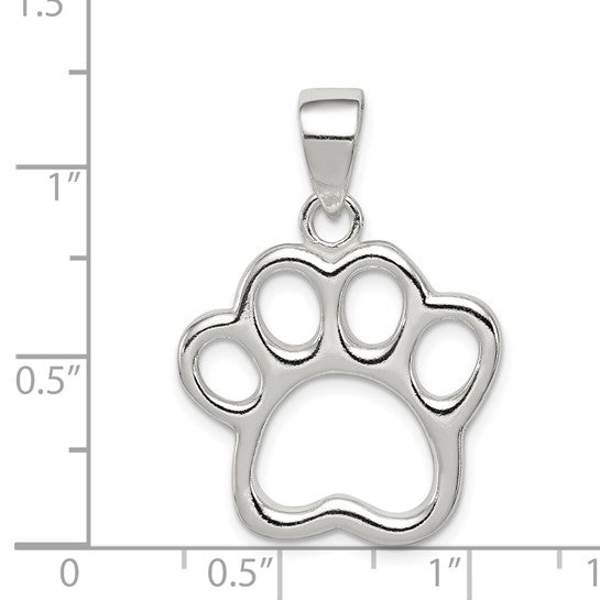 925 Sterling Silver Paw Print Pendant