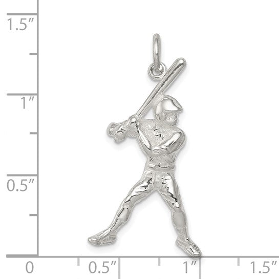 925 Sterling Silver Baseball Player Pendant