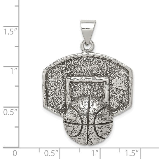 925 Sterling Silver Basketball Pendant