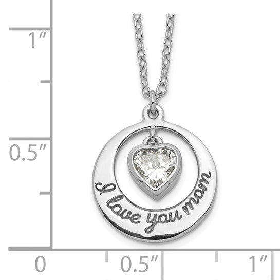 925 Sterling Silver I Love You Mom Pendant