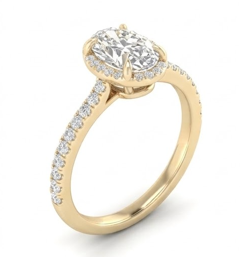 14K Yellow Gold Gold Oval Diamond Ring 1.25 CT Lab Grown
