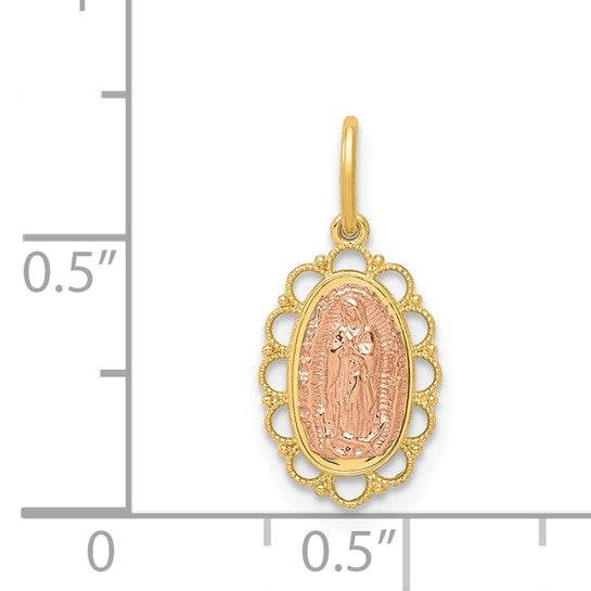 14K Two Tone Gold Mother Mary Pendant
