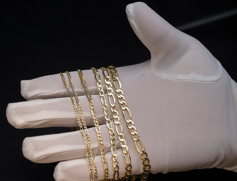 10K Yellow Gold Figaro Chain Necklace