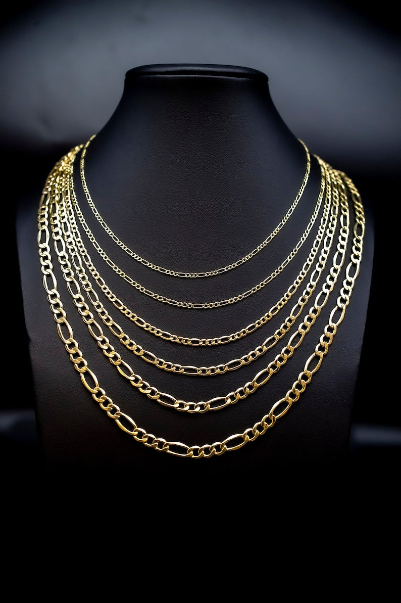 10K Yellow Gold Figaro Chain Necklace