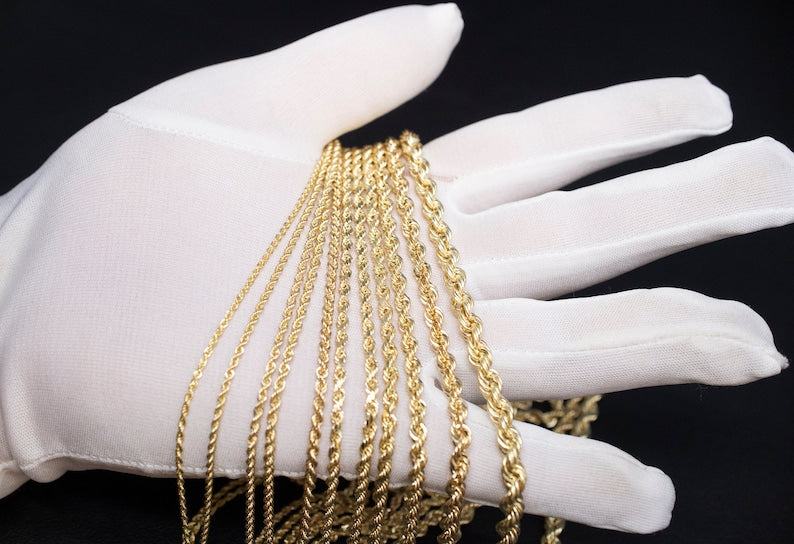 10K Yellow Gold Hollow Rope Chain Necklace