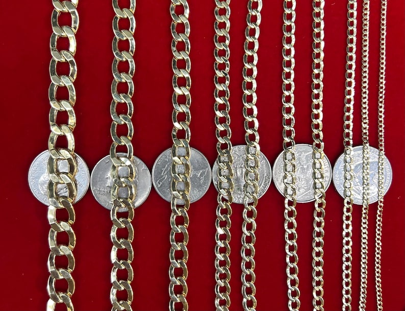 10K Yellow Gold Cuban Curb Link Chain Necklace