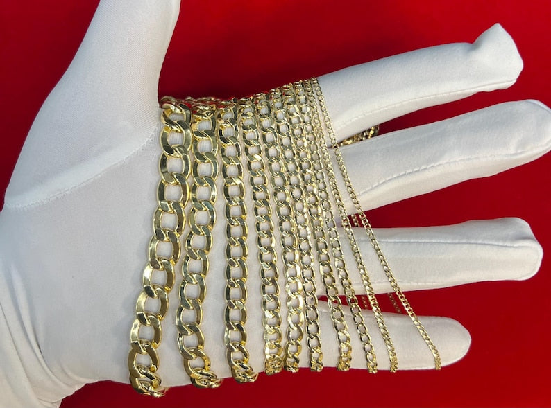 10K Yellow Gold Cuban Curb Link Chain Necklace