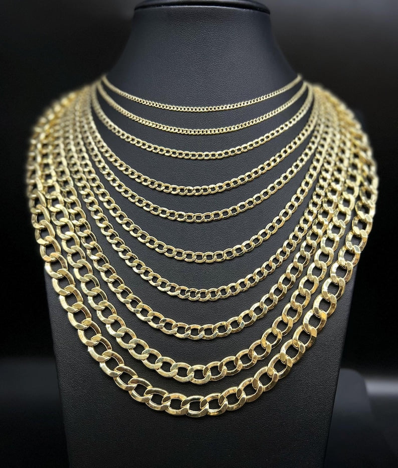 10K Yellow Gold Cuban Curb Link Chain Necklace