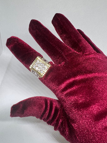 10K Solid Gold Mens Ring - Chain Included