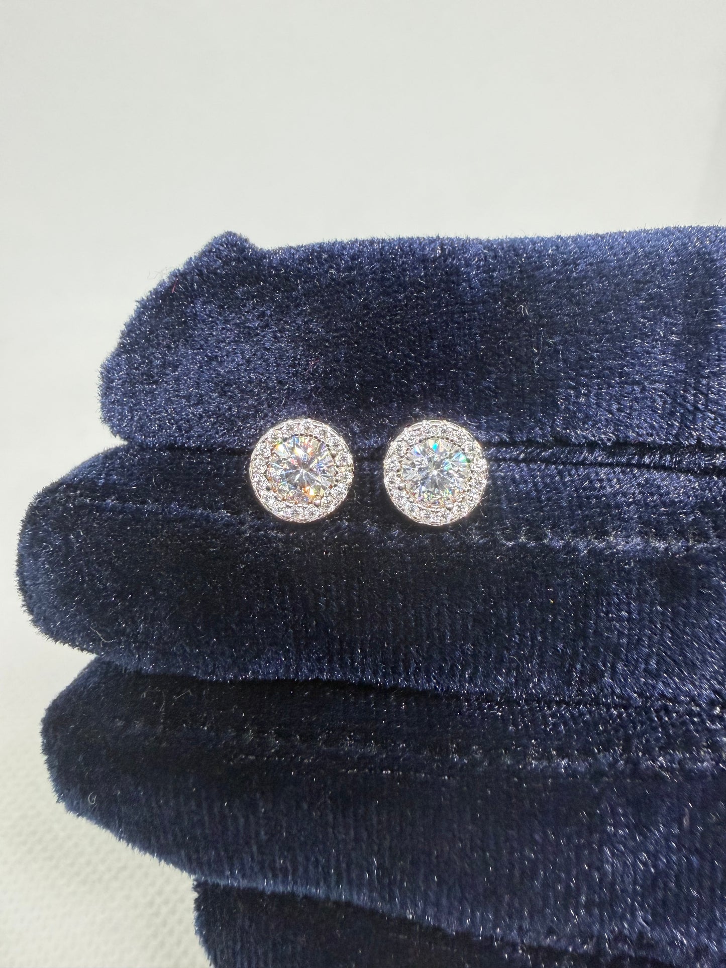 Sterling Silver Halo Circle Moissanite Earrings