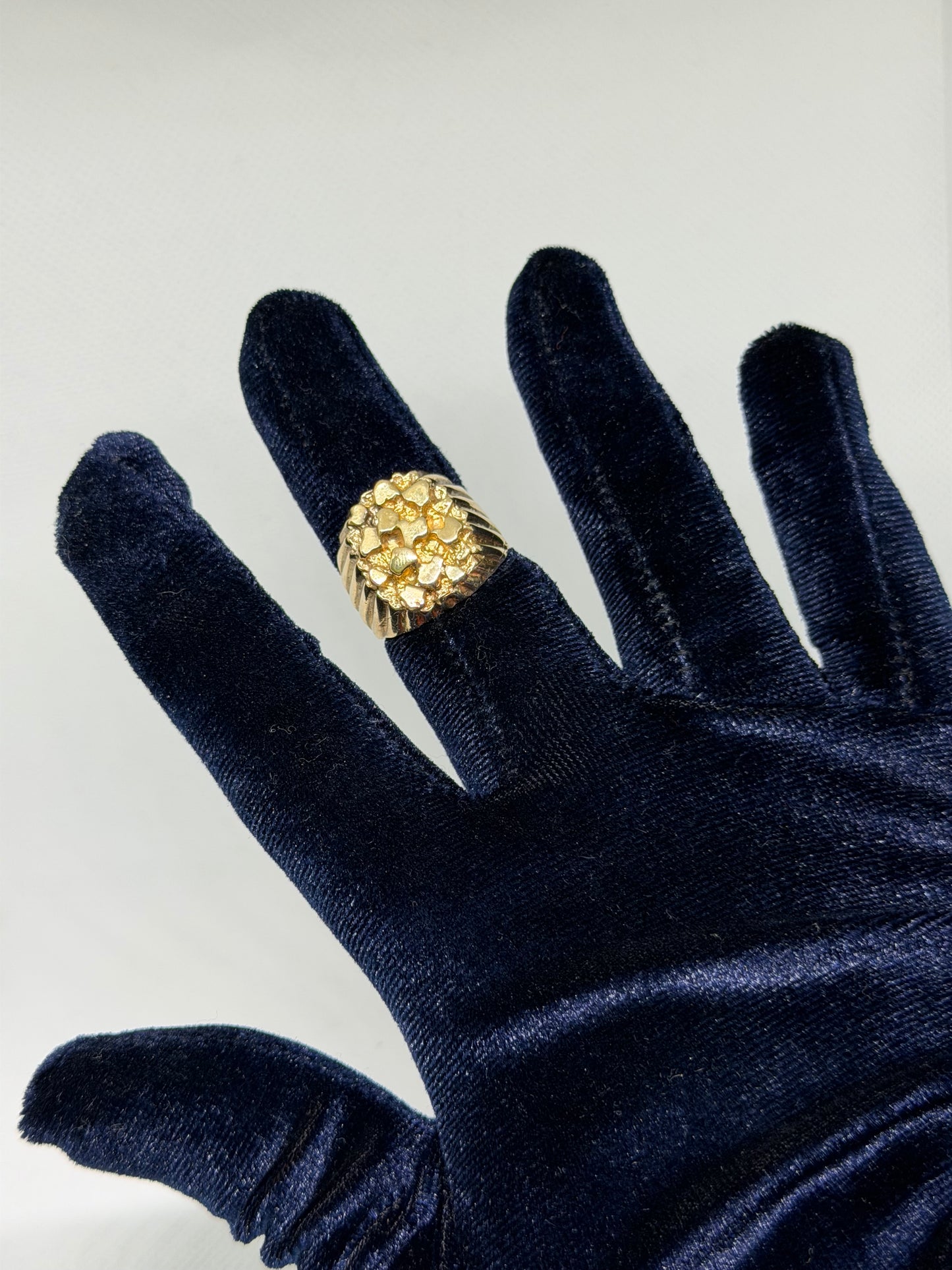 14K Solid Gold Nugget Ring - Size 9