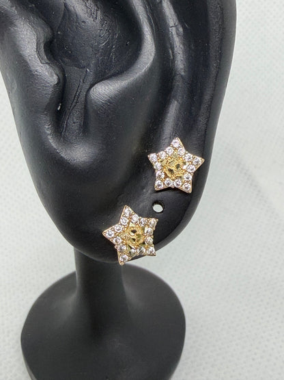 10K Glacier Cut Star Nugget Earrings