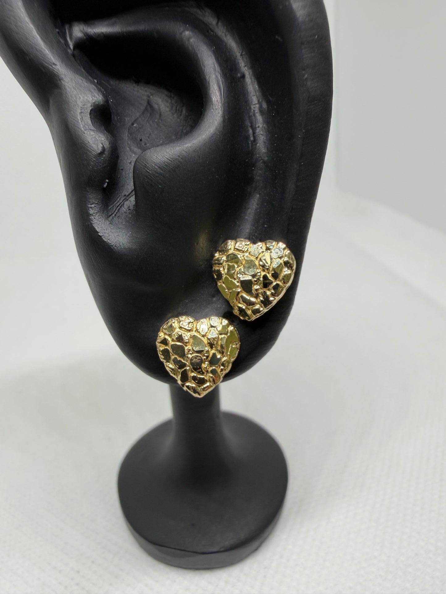 10K Yellow Gold Heart Nugget Earrings
