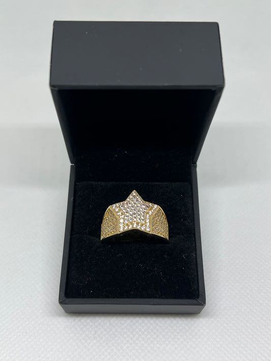 10K Solid Gold Star Ring - Chain Included