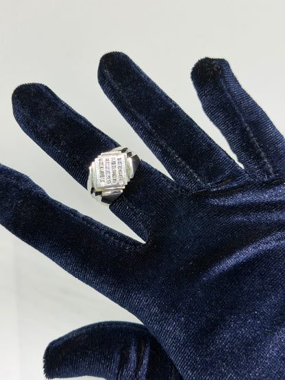 14K Solid White Gold Glacier Ring - Size 10